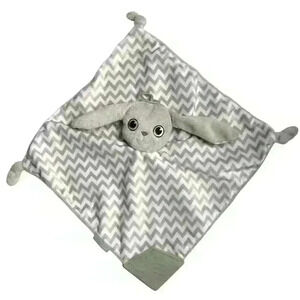 BooginHead Bunny Lovey and Teether Gray Chevron Stripe